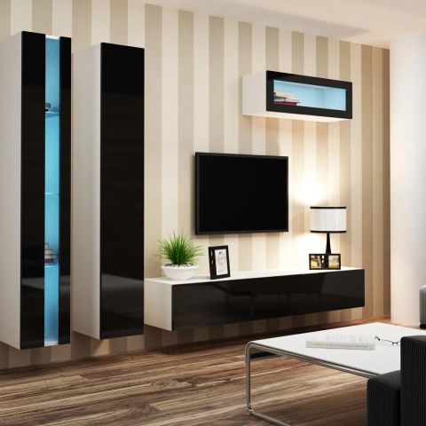 Cama Living room cabinet set VIGO NEW 2 white/black gloss