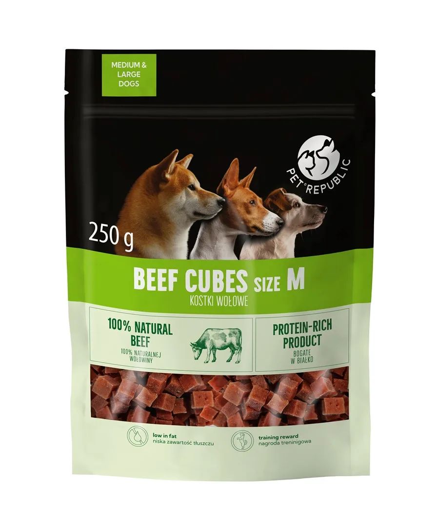 PETREPUBLIC Beef cubes M - dog treat - 250g