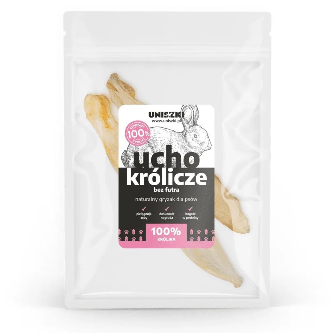 UNISZKI Rabbit ear without fur - dog treat - 2 pieces