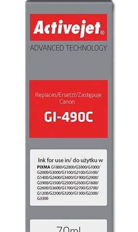 Activejet AC-G490C Ink cartridge (replacement for Canon GI-490C; Supreme; 70 ml; 7000 pages, cyan)