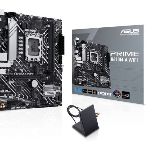 Mainboard|ASUS|Intel H610|LGA 1700|micro ATX|RAM DDR5-SDRAM|2xSlots|Wi-Fi Yes|Bluetooth Yes|2xNumber of M.2 (M) slots|PRIMEH610M-AWIFI