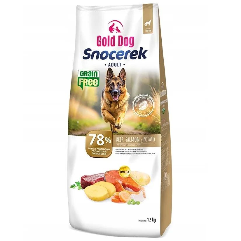 GOLD DOG Snocerek Grain Free beef and salmon, potato- dry dog food - 12kg