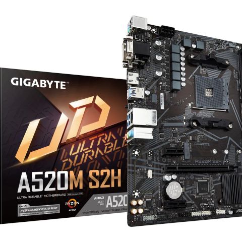 Mainboard|GIGABYTE|AMD A520|SAM4|Micro-ATX|Memory DDR4|Memory slots 2|2xPCI-Express 3.0 1x|1xPCI-Express 3.0 16x|1xM.2|1x15pin D-sub|1xDVI-D|1xHDMI|2xAV-In|1xAV-out|2xUSB 2.0|4xUSB 3.2|1xPS/2|1xRJ45|A520MS2H1.3