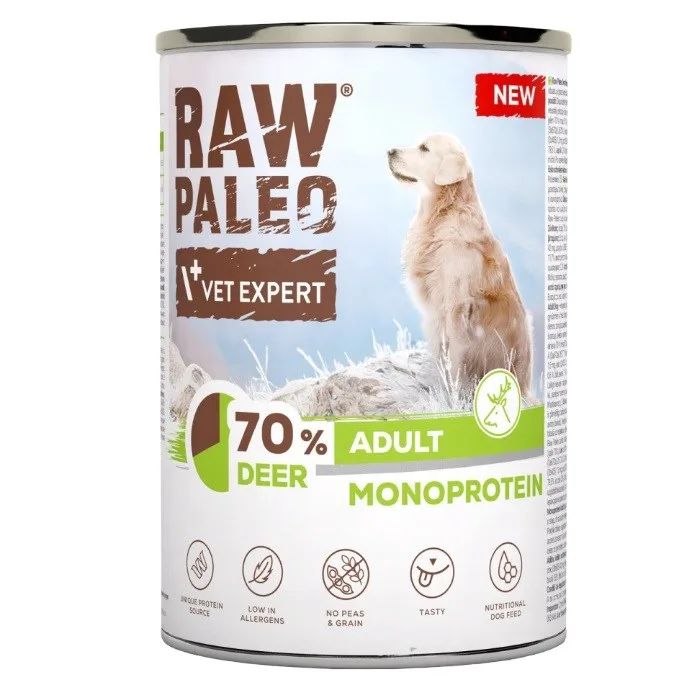 VETEXPERT Raw Paleo Mono Deer - wet dog food - 400g