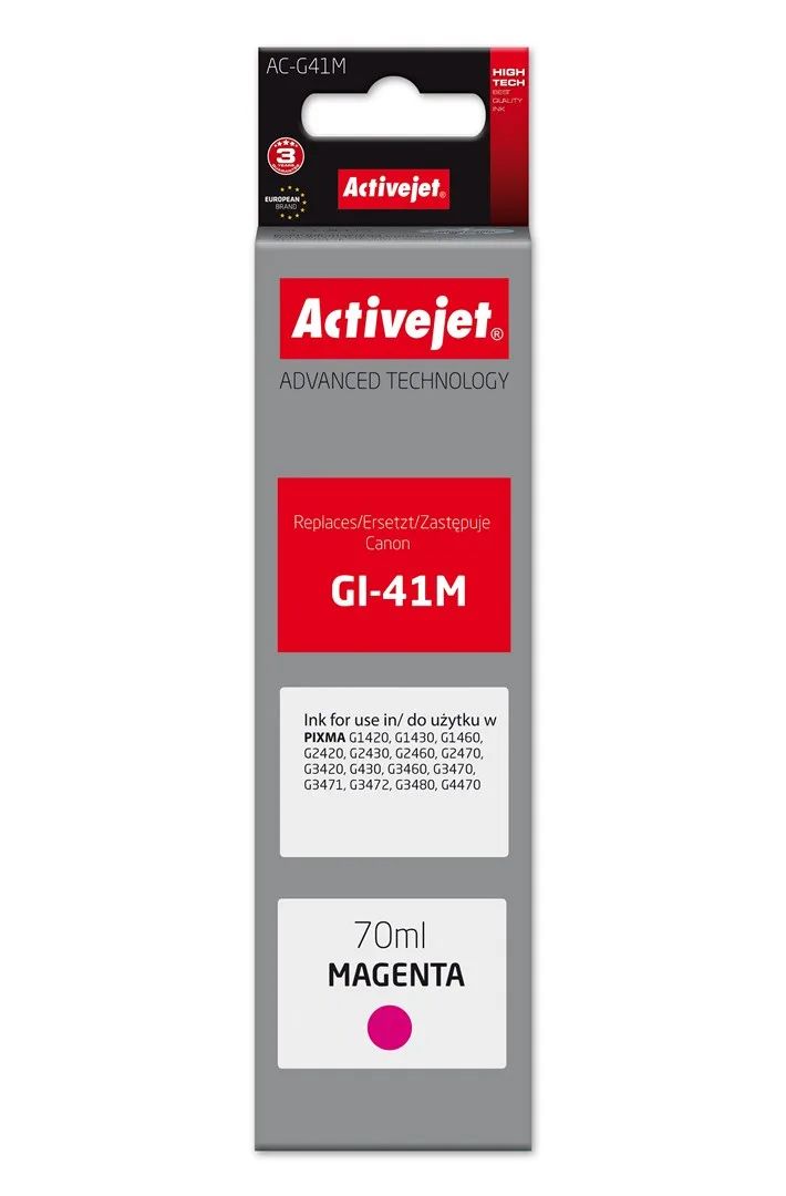 Activejet AC-G41M Ink Bottle (Replacement Canon GI-41M 4544C001; Supreme; 70 ml; Magenta)