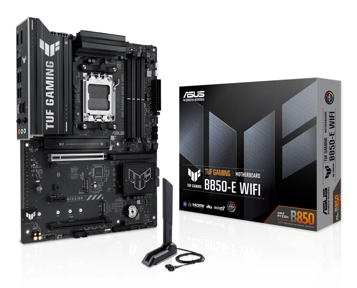 Mainboard|ASUS|AMD B850|SAM5|ATX|Memory DDR5|Memory slots 4|1xPCI-Express 4.0 1x|1xPCI-Express 4.0 16x|1xPCI-Express 5.0 16x|3xM.2|1xHDMI|1xDisplayPort|3xUSB 2.0|4xUSB 3.2|1xUSB-C|1xRJ45|3xAudio port|TUFGAMINGB850-EWIFI