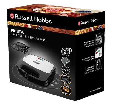 Russell Hobbs Fiesta sandwich maker 750 W Black, Stainless steel