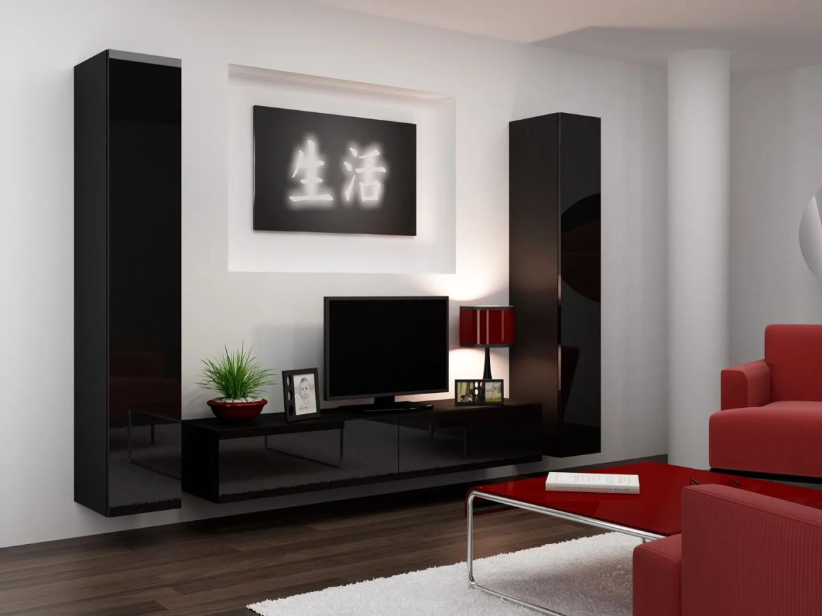 Cama Living room cabinet set VIGO 4 black/black gloss