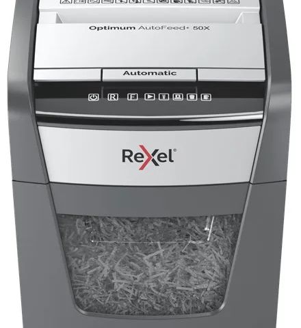 Rexel Optimum AutoFeed+ 50X paper shredder Cross shredding 55 dB 22 cm Black, Grey