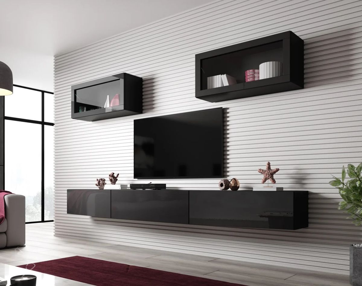 Cama Living room cabinet set VIGO SLANT 3 black/black gloss
