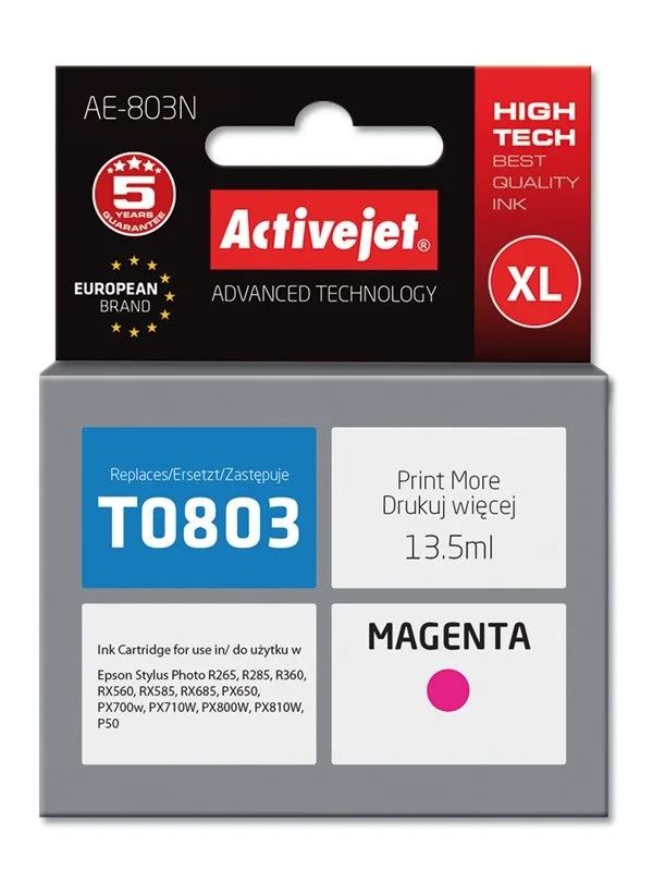 Activejet AE-803N Ink (Replacement for Epson T0803; Supreme; 13,5 ml; magenta)