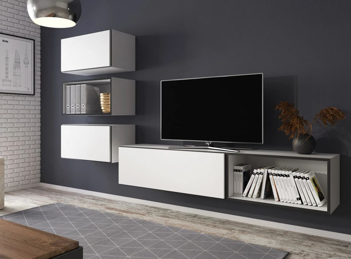 Cama living room furniture set ROCO 4 (RO1+2xRO3+2xRO4) white/black/white