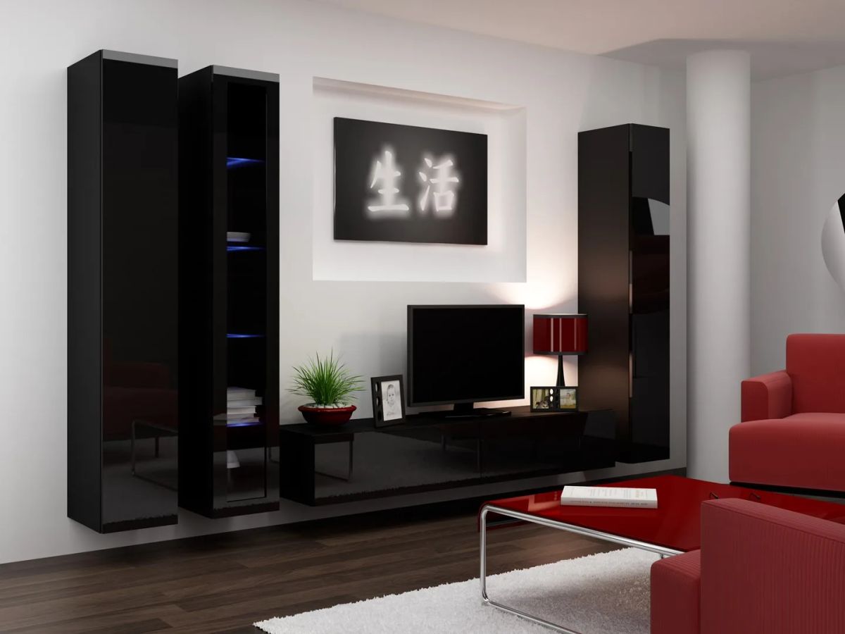 Cama Living room cabinet set VIGO 2 black/black gloss