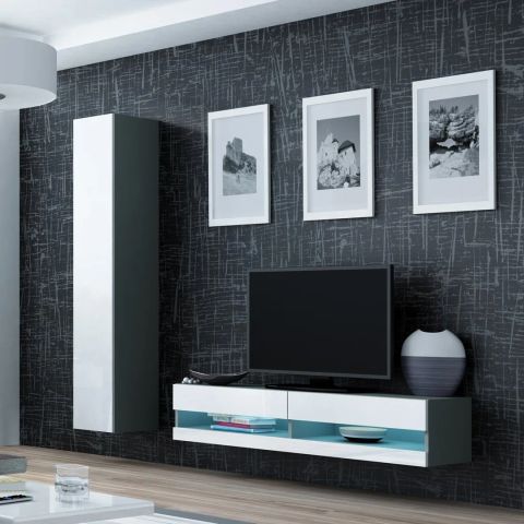 Cama Living room cabinet set VIGO NEW 13 grey/white gloss