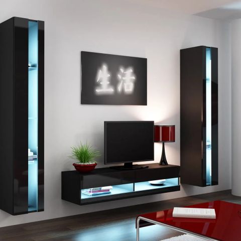 Cama Living room cabinet set VIGO NEW 12 black/black gloss