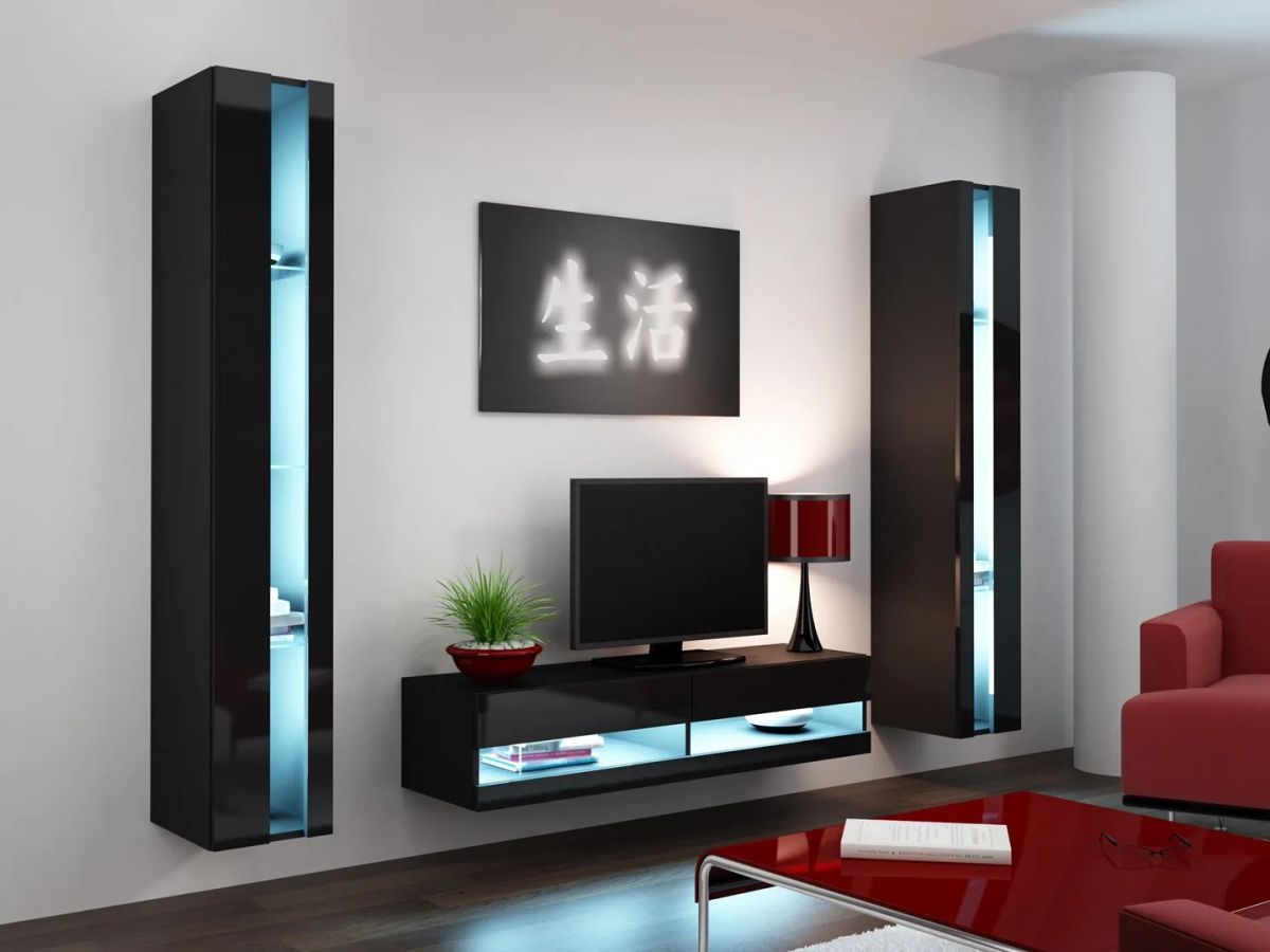 Cama Living room cabinet set VIGO NEW 12 black/black gloss