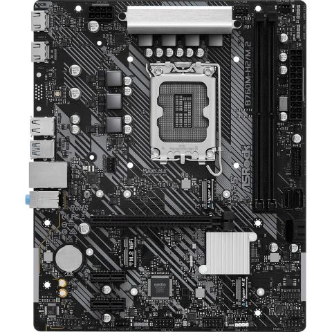 Mainboard|ASROCK|Intel B760 Express|LGA1700|Micro-ATX|Memory DDR5|Memory slots 2|2xPCI-Express 3.0 1x|1xPCI-Express 4.0 16x|3xM.2|2xHDMI|2xUSB 2.0|4xUSB 3.2|1xRJ45|3xAudio port|B760M-H2/M.2