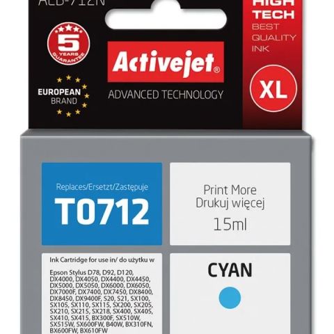 Activejet AEB-712N Ink (replacement for Epson T0712, T0892, T1002; Supreme; 15 ml; cyan)