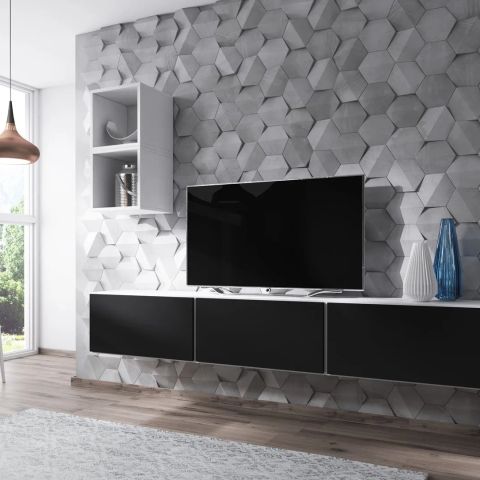 Cama living room furniture set ROCO 7 (3xRO3 + 2xRO6) white/white/black