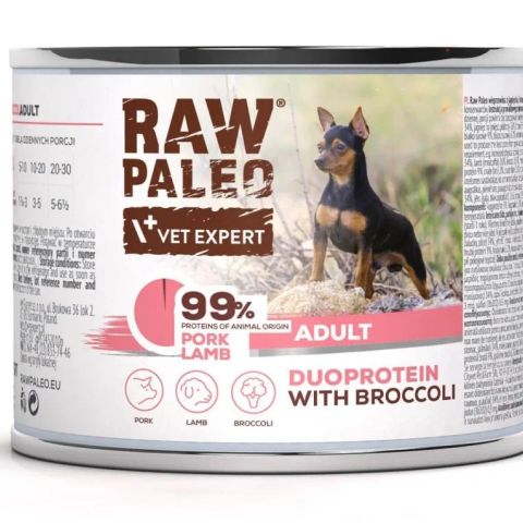 VETEXPERT Raw Paleo Duoprotein Pork & Lamb Adult - wet dog food - 200g