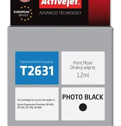 Activejet AE-2631N Ink (replacement for Epson 26 T2631; Supreme; 12 ml; black)