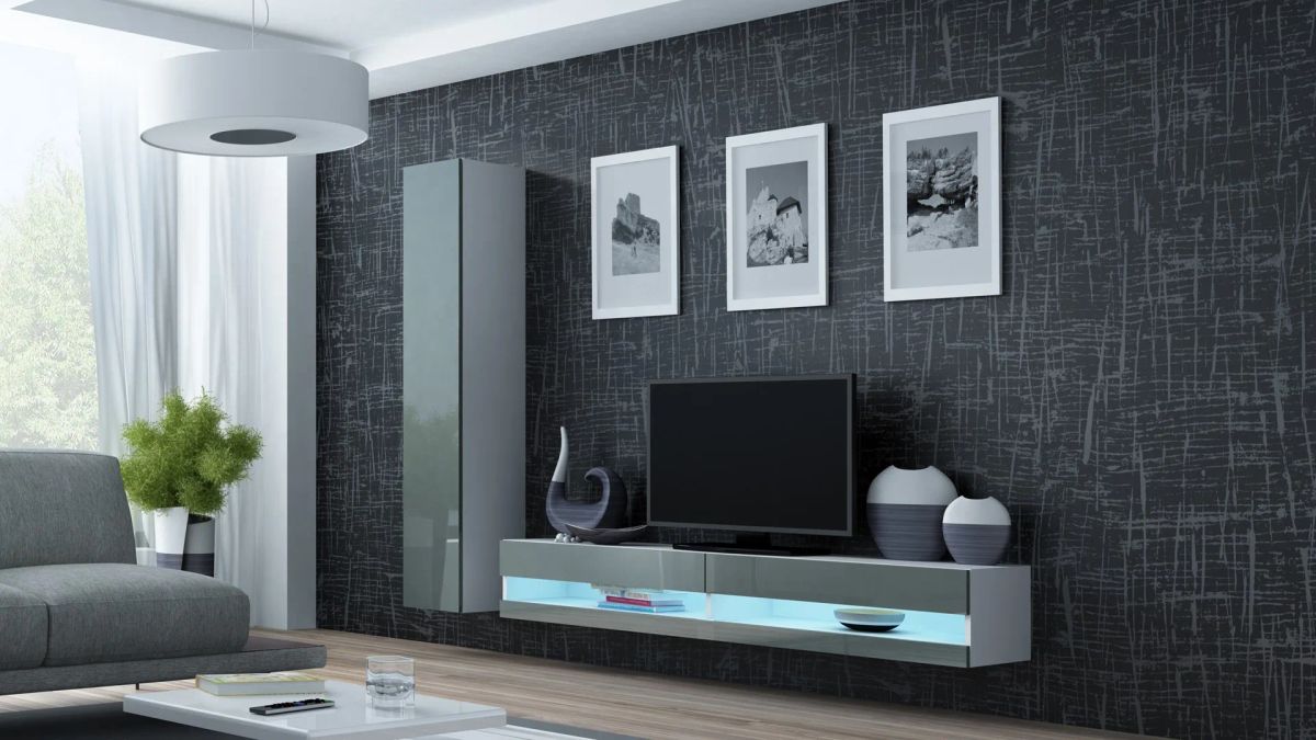 Cama Living room cabinet set VIGO NEW 9 white/grey gloss