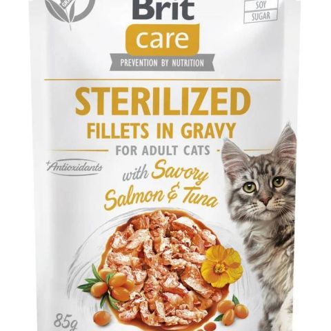 BRIT Care Cat Sterilized Salmon&Tuna Pouch - wet cat food - 85 g