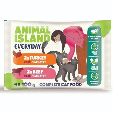 ANIMAL ISLAND Pate Beef / Turkey - wet cat food - 4x100g