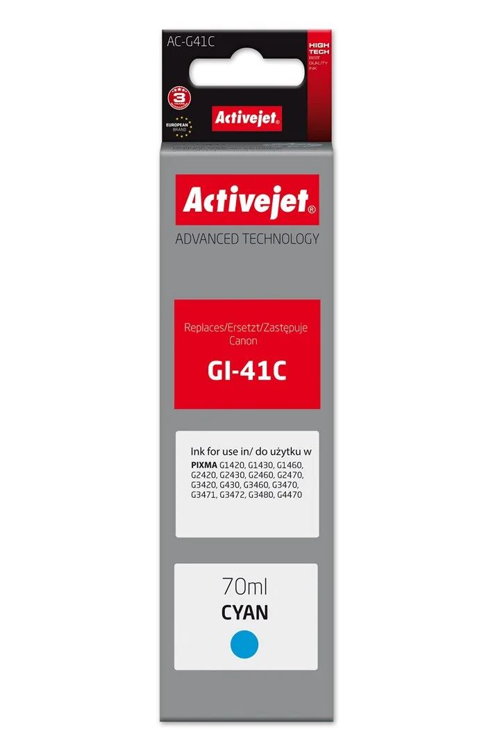 Activejet AC-G41C Ink Bottle (Replacement Canon GI-41C 4543C001; Supreme; 70 ml; Cyan)