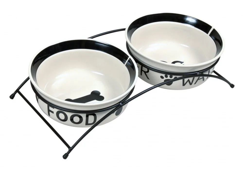 TRIXIE 24641 A set of ceramic bowls on a stand 0.6 l