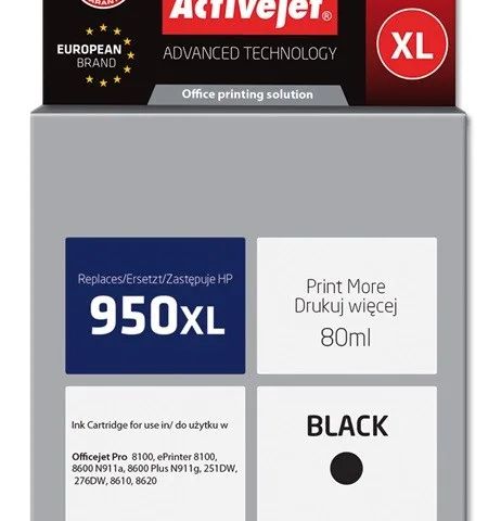 Activejet AH-950BRX Ink (replacement for HP 950XL CN045AE; Premium; 80 ml; black)
