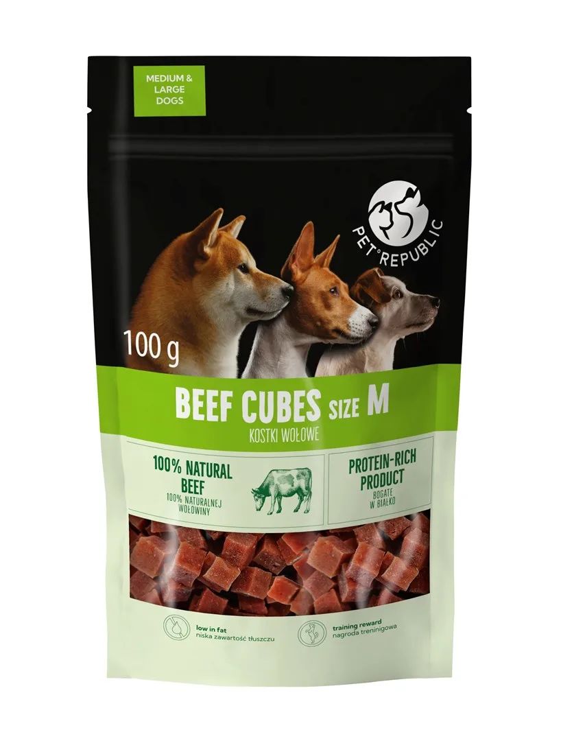 PETREPUBLIC Beef cubes M - dog treat - 100g