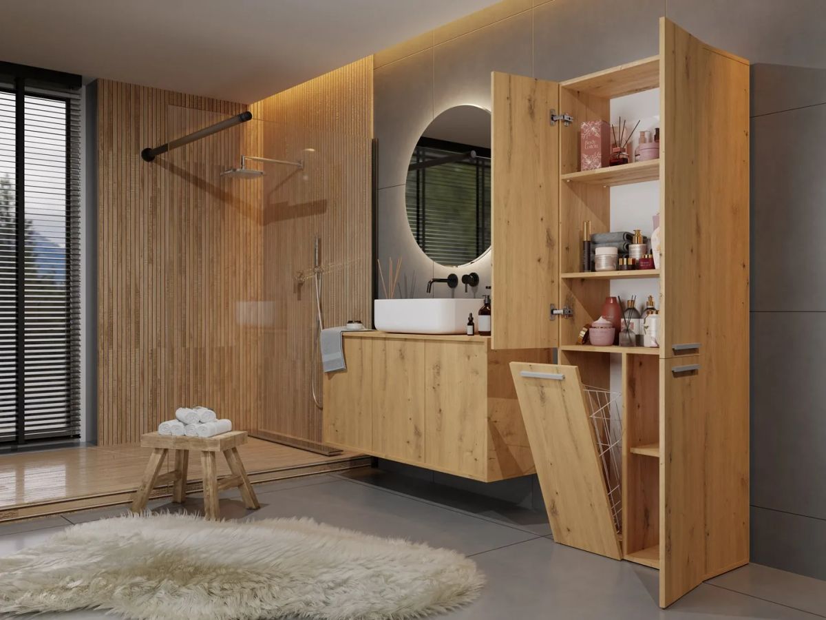 Topeshop NEL 1K DD ART KPL bathroom storage cabinet Oak