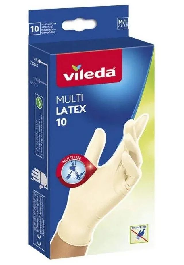 Vileda Natural Latex gloves, size M/L, 10 pairs