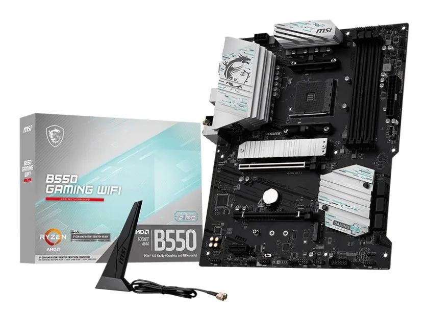 Mainboard|MSI|AMD B550|Socket AM4|ATX|RAM DDR4-SDRAM|4xSlots|Wi-Fi Yes|Bluetooth Yes|2xNumber of M.2 (M) slots|B550GAMINGWIFI