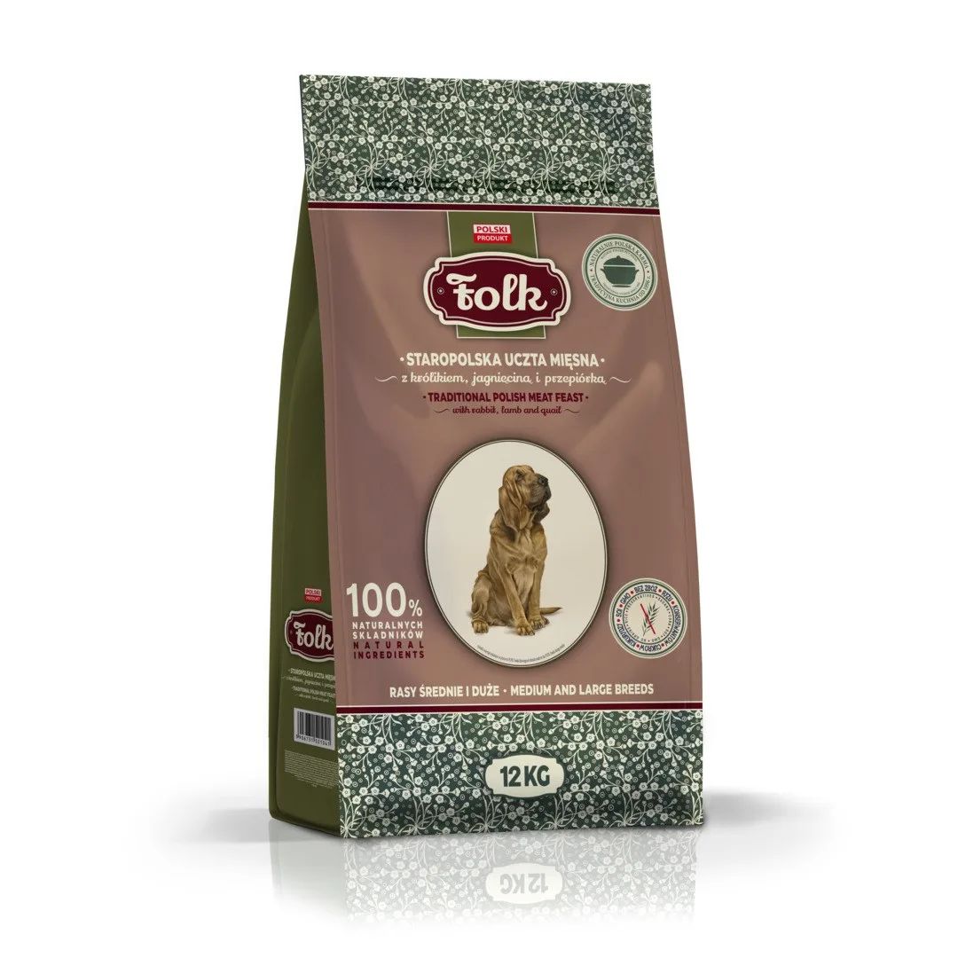 FOLK Medium and large breeds Traditional polish meat feast with rabbit, lamb and quail - dry dog food - 12kg