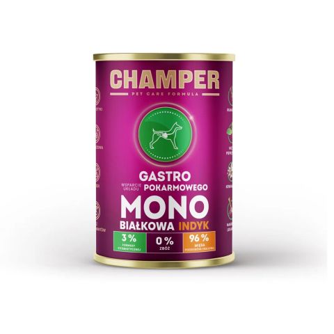 CHAMPER Gastro Monoprotein Turkey - wet dog food - 400g