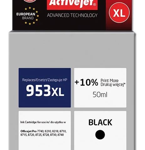 Activejet AH-953BRX ink for HP printer; HP 953XL L0S70AE replacement; Premium; 50 ml; black