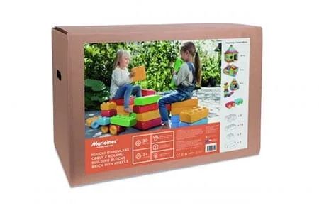 Marioinex ‘brick’ building blocks + 2 wheels, 30 pieces