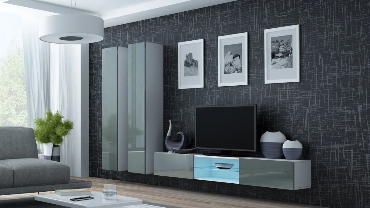 Cama Living room cabinet set VIGO 19 white/grey gloss
