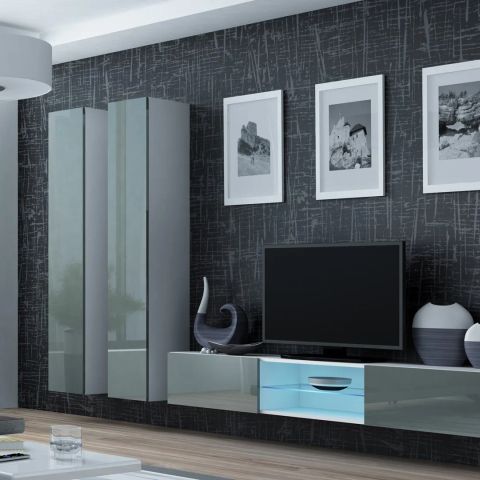 Cama Living room cabinet set VIGO 19 white/grey gloss