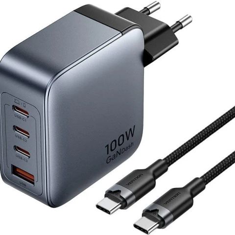 Vention 100W charger 1xUSB-A 3xUSB-C + cable