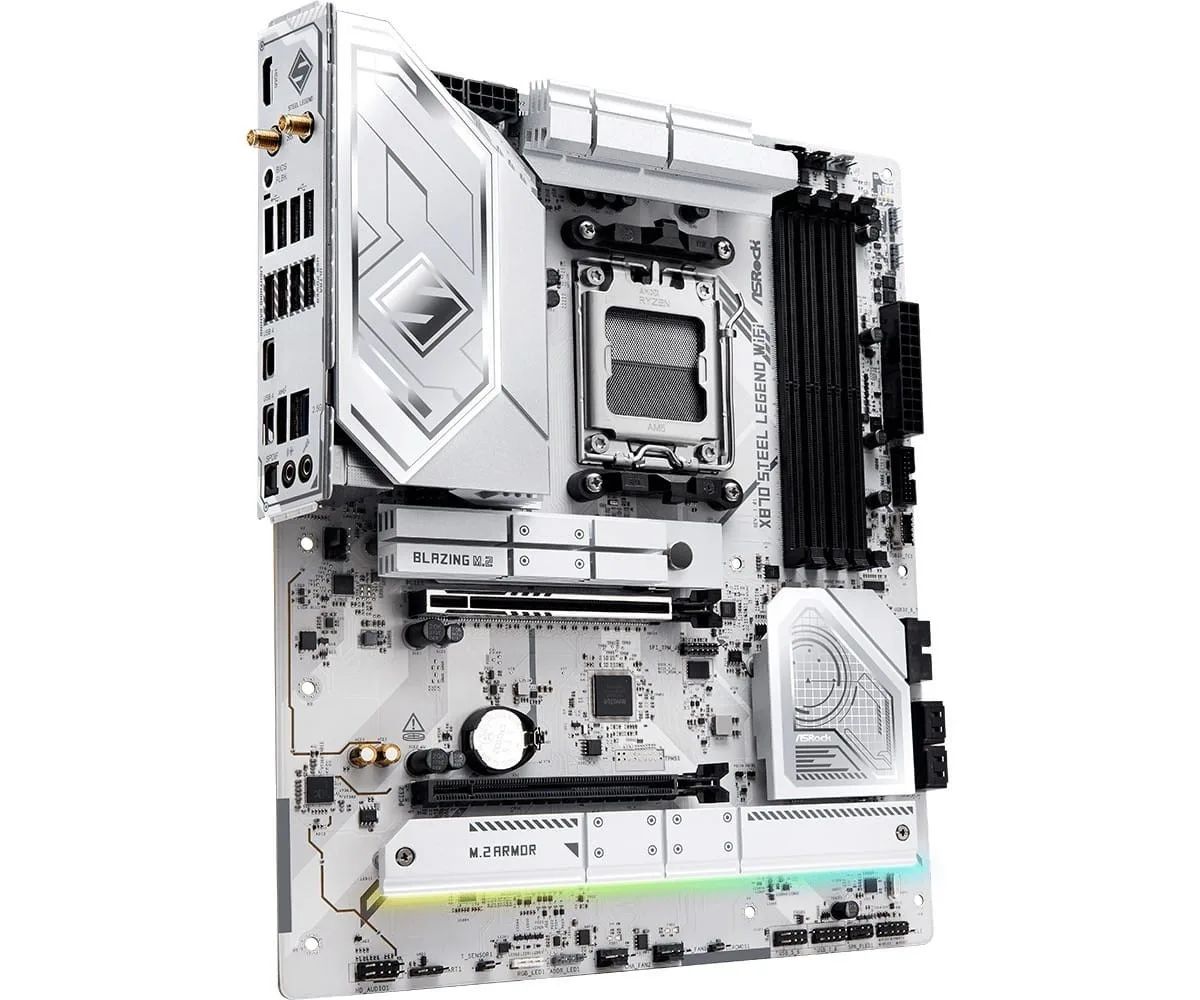 Mainboard|ASROCK|AMD X870|SAM5|ATX|Memory DDR5|Memory slots 4|1xPCI-Express 4.0 16x|1xPCI-Express 5.0 16x|4xM.2|1xHDMI|4xUSB 2.0|5xUSB 3.2|2xUSB-C|1xOptical S/PDIF|1xRJ45|2xAudio port|X870STEELLEGENDWIFI