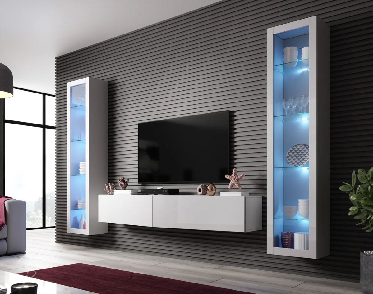 Cama Living room cabinet set VIGO SLANT 6 white/white gloss