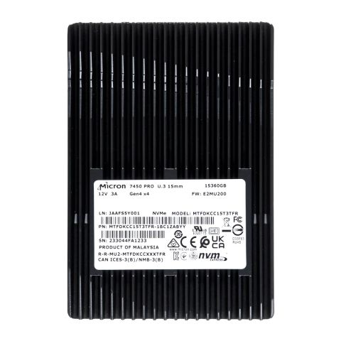 SSD|MICRON|SSD series 7450 PRO|15.36TB|PCIE|NVMe|NAND flash technology TLC|Write speed 5600 MBytes/sec|Read speed 6800 MBytes/sec|Form Factor U.3|TBW 14000 TB|MTFDKCC15T3TFR-1BC1ZABYYR