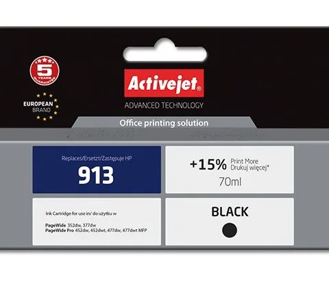 Activejet AH-913BR Ink (replacement for HP 913 L0R095AE; Premium; 70 ml; black)
