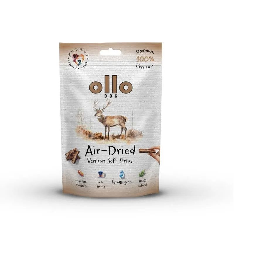 OLLO Air-Dried Venison strips - dog treat - 80g
