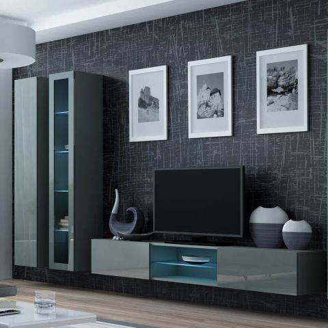 Cama Living room cabinet set VIGO 17 grey/grey gloss