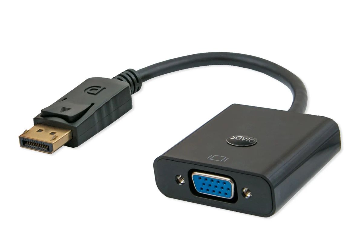 Savio CL-90 video cable adapter 0.2 m DisplayPort VGA (D-Sub) Black