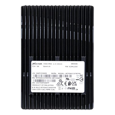 SSD|MICRON|SSD series 7450 PRO|3.84TB|PCIE|NVMe|NAND flash technology TLC|Write speed 5300 MBytes/sec|Read speed 6800 MBytes/sec|Form Factor U.3|TBW 7000 TB|MTFDKCC3T8TFR-1BC1ZABYYR